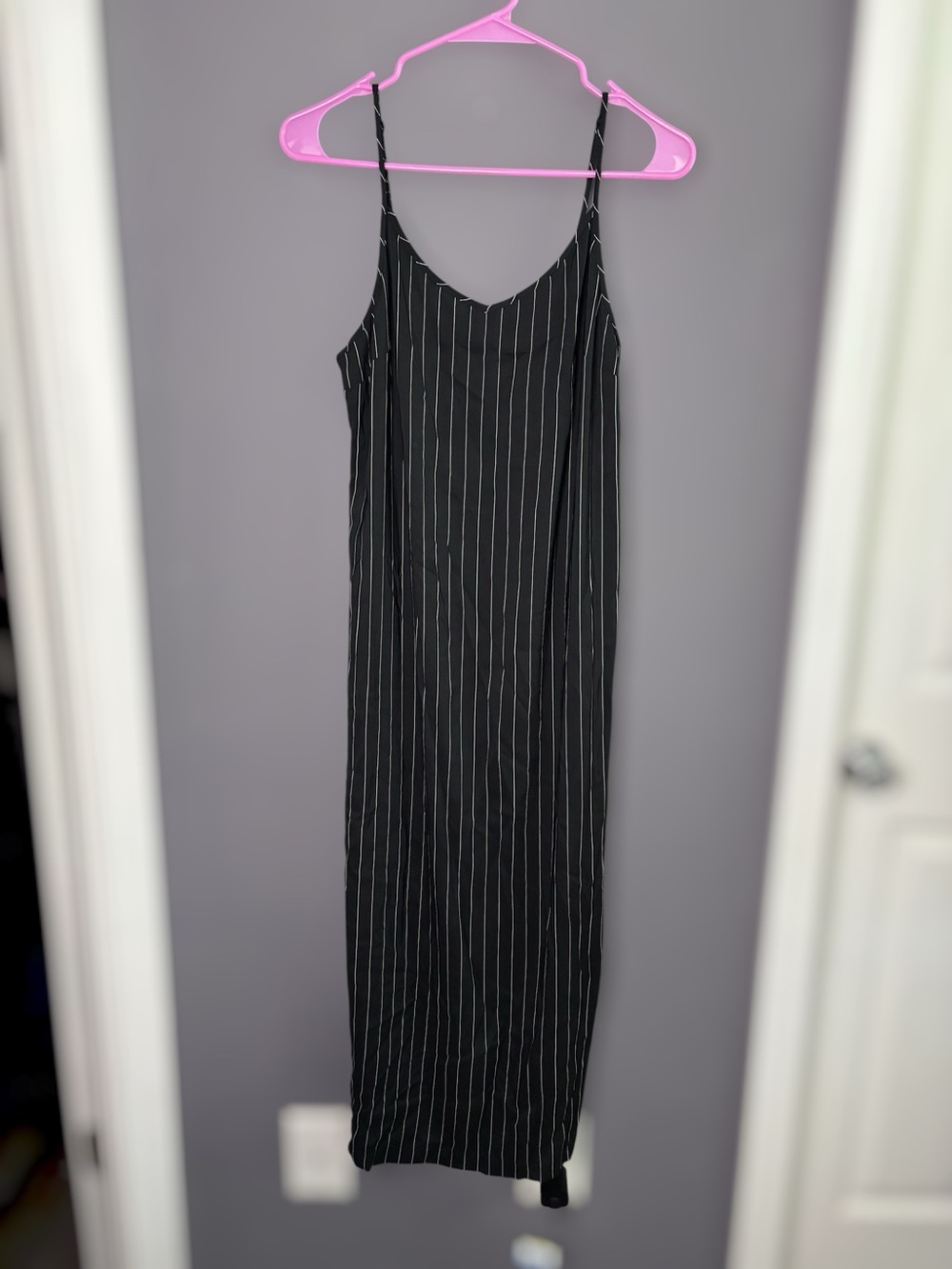 Express Black White Pinstripe Cami Midi Dress Medium